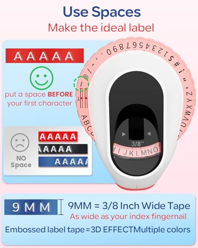 Zodzi Label Maker Embossing Label Maker for Scrapbook Junk Journal Supplies - color: Pink