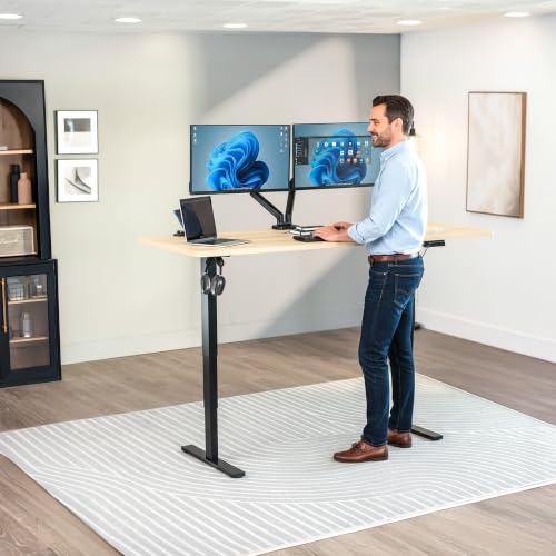 VIVO Light Wood 71 x 30 in Standing Desk, DESK-KIT-2E71C - color: Light Wood Top / Black Frame, size: 71 x 30 inch