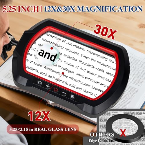 12X 30X Square Magnifying Glass with Light and Clamp | 3-Section Swing Arm Workbench Magnifier Light, 5 Colors Stepless Dimming LED Desk Lamp with Stand for Painting Reading Crafts - color: Red, size: 12X 30X