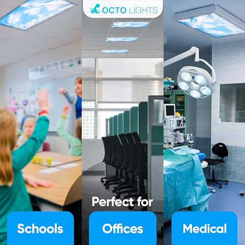 Fluorescent Light Covers for Ceiling Lights Classroom Magnetic Cloud 4pk - color: Calming Clouds