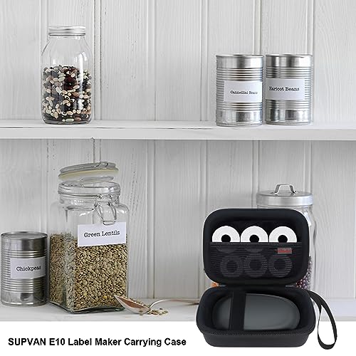 Elonbo Carrying Case for SUPVAN E10 Bluetooth Label Maker Machine, Black | Portable Mini Thermal Label Printer Storage Holder, Wireless Small Handheld Sticker Maker Travel Bag, Pocket fits Paper Cable - color: Black