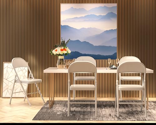 VECELO Metal Folding Chairs 4 Pack, Double Hinged Steel Frame Easy Foldable&Stackable for Office Kitchen Dinning Wedding Patio and Garden - color: Grey