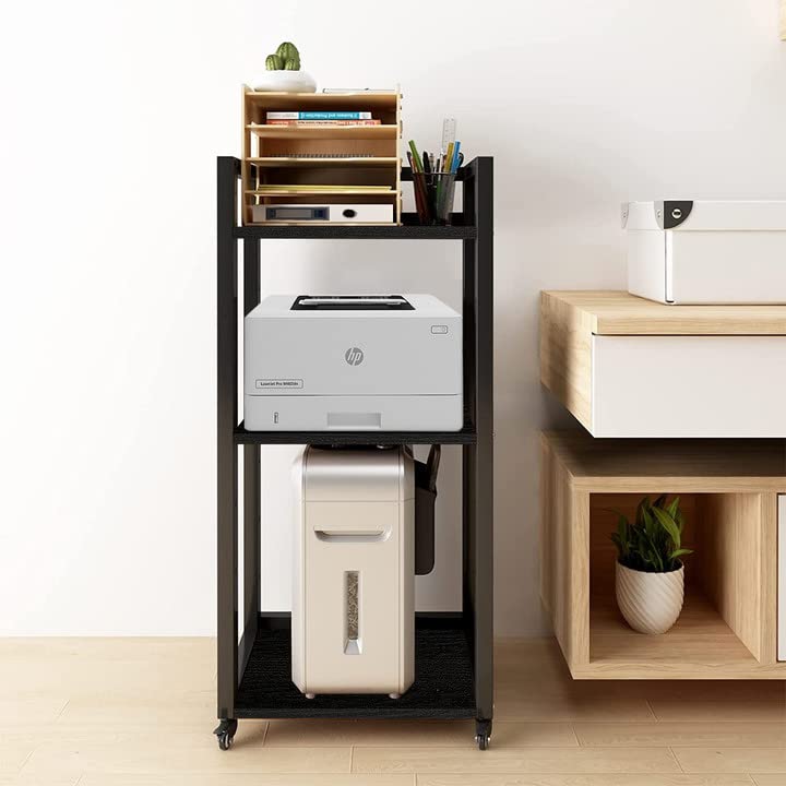 Natwind 3-Tier Tall Printer Stand,Shredder Stand Computer Host Holde,Black - color: Black