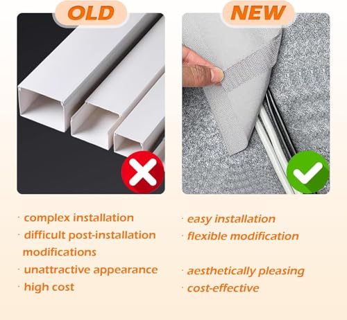 Floor Cable Covers,10 Feet Cord Cover Wire Protector Cable Cover Wire Storage Cover Used to Protect The Cable and Prevent Tripping Over The Cords (10 Feet-Gray) - color: 10 Feet-Gray