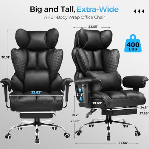 GTPLAYER Big and Tall Gaming Chair 400lbs Heavy Duty Office Chair with Footrest, High Back Pocket Spring Lumbar Support, Ergonomic Wide Comfy Seated Cushion for Lower Back Pain Relief, Earth-Black - color: Earth-black