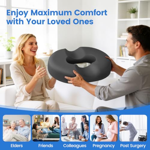 Donut Pillow Cooling Gel Memory Foam Cushion, XL, Grey - color: Gray, size: Large