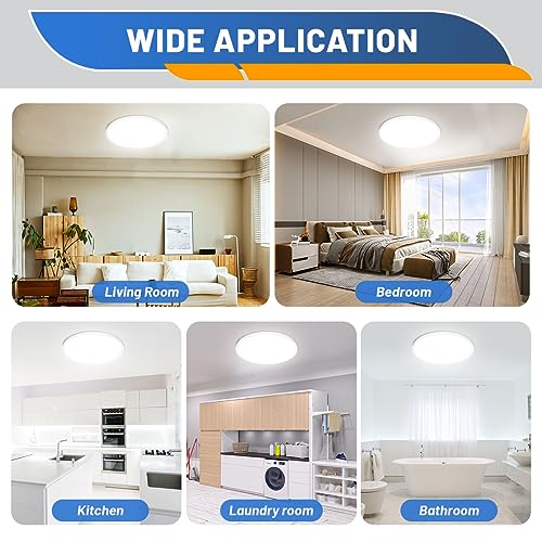 Allsmartlife 4-Pack LED Flush Mount Ceiling Light, 12inch 24W 2880lm Dimmable CCT 3000K/4000K/6500K Edge-Lit Thin White Round Flat Panel Light Surface Mount for Kitchen,Hallway,Bedroom - color: White, size: 12inch 4-Pack