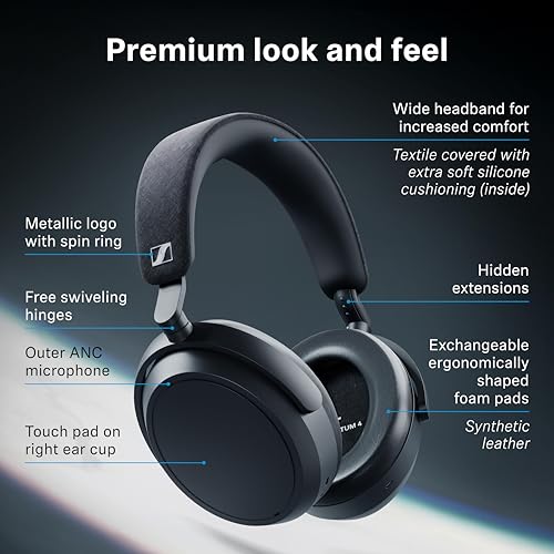 Sennheiser Momentum 4 Wireless Headphones, ANC, 60 Hr Battery, Teal - color: Teal