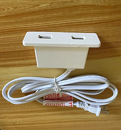 Powered USB Hub Socket Recessed USB Power Strip Outlet with Power Supply 2 USB Ports 2.1A Mounted into Bed Desk Table Sofa White
