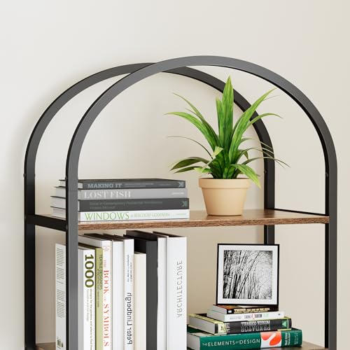 Homhedy 5-Tier Arched Bookshelf, Display Racks, Tall Book Shelf, 62.2" H - size: 5 Tier -23.6"W