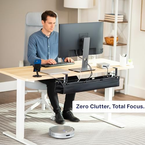VIVO Black Clamp-on 31 in Fabric Cable Management Tray, DESK-AC31F-C - size: 31"