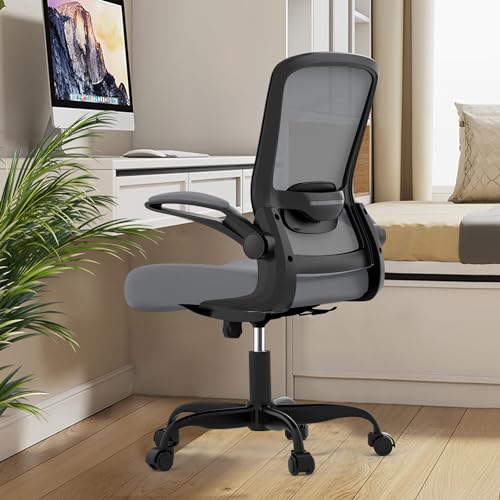 Mimoglad Ergonomic Office Chair - Desk Chair with Flip-up Armrests & 135° Recline, Adjustable Lumbar Support - Space-Saving Task Chair for Business/Team Office & Home - color: Graphite