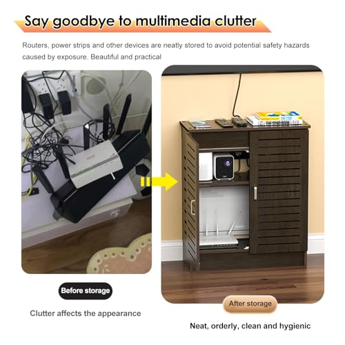 WiFi Router Storage Cabinet, Multi-Functional Box, Floor Standing Modem,Power Strip Cable Management Hider Organizer for Living Room, Office, Bedroom - size: 60*25*80cm/23.6*9.8*31.5in