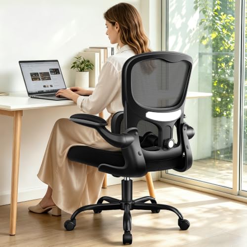 ALLGOD Ergonomic Office Chair, Breathable Mesh Ergonomic Desk Chair with Adjustable Lumbar Support, Flip-up Armrests, Computer Chairs Comfortable for Home, Office, Work, 300lbs, Black (8Pack) - color: Black, size: 8 Pack