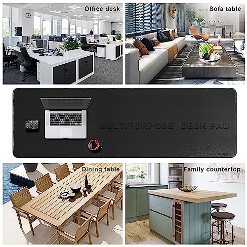 CENNBIE Leather Desk Mat Large, 63" x 19.6" Desk Pad Protector(Black) - color: Black, size: 19.6" x 63"