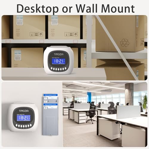 Time Clock with Passcode, Auto-Align Time Card Machine, 6 Punches per Day | Time Clock Punch Machine with 100 Time Cards, 2 Ink Ribbons(1 Inside) and 1 Rack - color: White