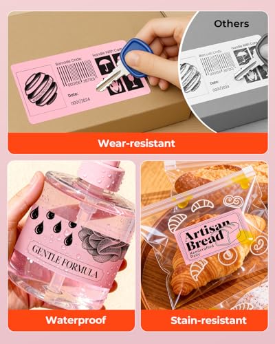 MUNBYN 4x2 Thermal Labels, 500 Sheets/1 Roll, Pink - color: Pink, size: 4x2"