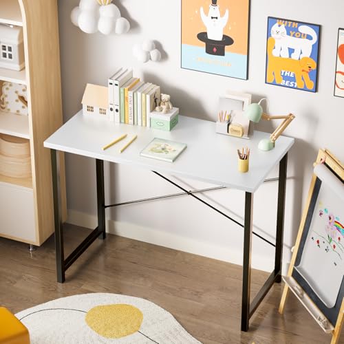 Sweetcrispy 55-Inch Computer Desk for Bedroom, White - color: White, size: 55-Inch