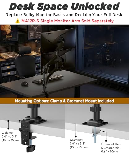 ULTRARM Extra-Tall Extension Arm Accessory for MA12P-S Do Not Use Alone - size: Extension Monitor Arm