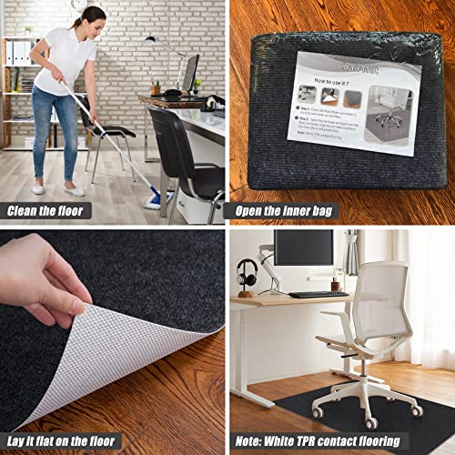Sycoodeal Office Chair Mat,Computer Gaming Desk Chair Mat for Hard Wood & Tile Floor,Large Anti-Slip Floor Protector Rug,Easy to Clean,40" X 55" Black - size: 40*55"