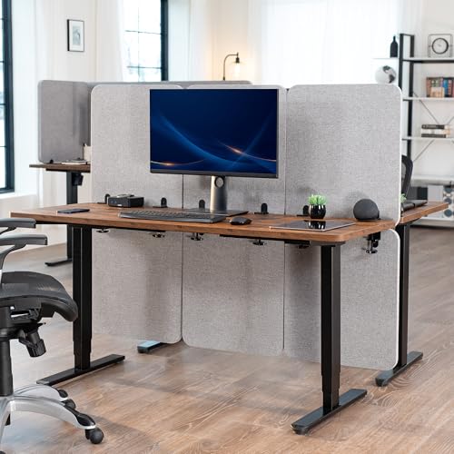 VIVO Clamp-on 59 x 46 inch Desk Privacy Panel, Sound Absorbing Cubicle Dividers, 3 Acoustic Partitions, Above and Below Desktop, Gray, PP-3-C060G