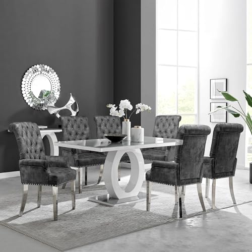 Velvet Dining Chairs with Arms, Upholstered Dining Room Chairs, Dark Grey | Upholstered, High Back, Tufted, Luxurious, Stainless Steel Leg, for Kitchen & Dining Room - color: Dark Grey, size: 1 PCS