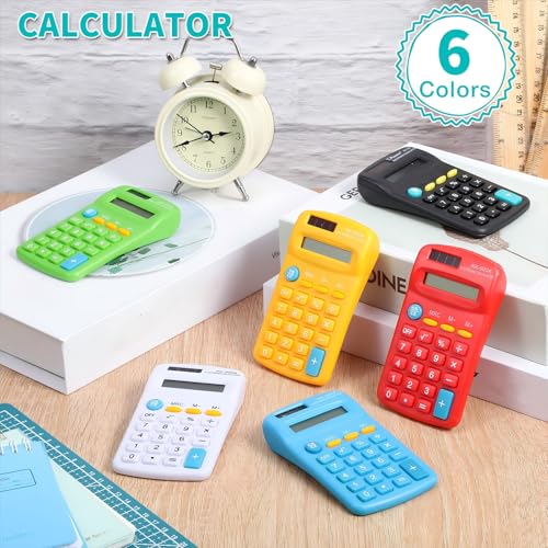 Flutesan 30 Pack Pocket Calculator,Green, White, Red, Yellow, Blue, Black - color: Green, White, Red, Yellow, Blue, Black