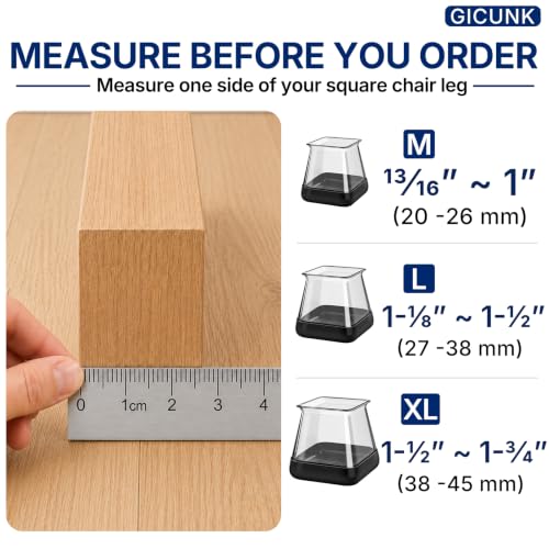 GICUNK 28 Pcs Chair Leg Floor Protectors for Carpet Square Clear - size: Square L
