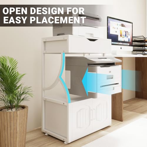 Natwind 3 -Tier Rolling Printer Cabinet with File Storage,23.6"x15.8",White - size: Style A