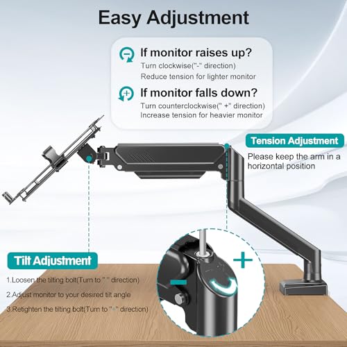 MOUNT PRO Laptop Arm Mount for Desk, Fits Max 17" Notebook and 32" Monitors | 2 in 1 Function Monitor Laptop Stand Holds up to 22lbs, Aluminum Single Monitor Holder with Adjustable Tray - size: Without Pole