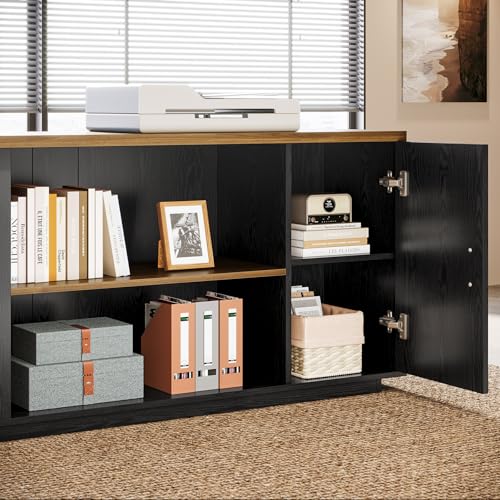 Tribesigns 86" L-Shaped Executive Office Desk, Extra Large Home Office Desk - color: Brown&black