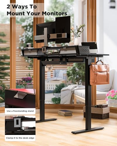 FiCiHi 40x24 Inch Electric Standing Desk, 4 Drawers, Adjustable Height Desk - color: Classical Black, size: 40"x24" (4 Drawers)