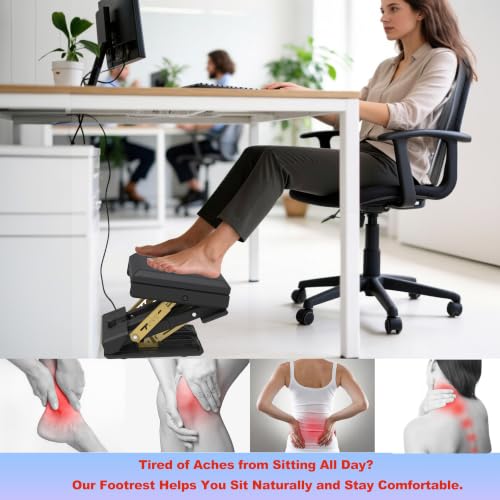 120 lbs Ergonomic Adjustable Under Desk Footrest & Leg Rest Stool - size: Large