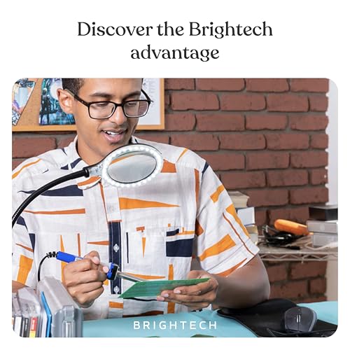 Brightech LightView Flex Magnifying Desk Lamp, 1.75X Light Magnifier, Adjustable Magnifying Glass with Light for Crafts, Reading, Close Work - color: Black