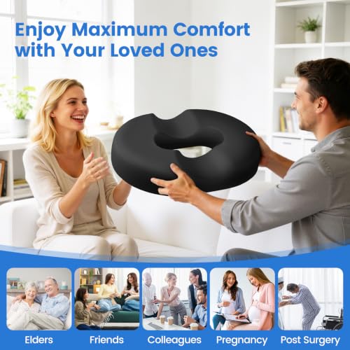 Donut Pillow Cooling Gel Memory Foam Cushion, XXL, Black - color: Black, size: XX-Large