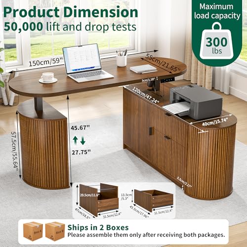 Electric L Shaped Standing Desk, Corner Sit Stand Up Desk, Executive Desk - color: Walnut-l Shaped