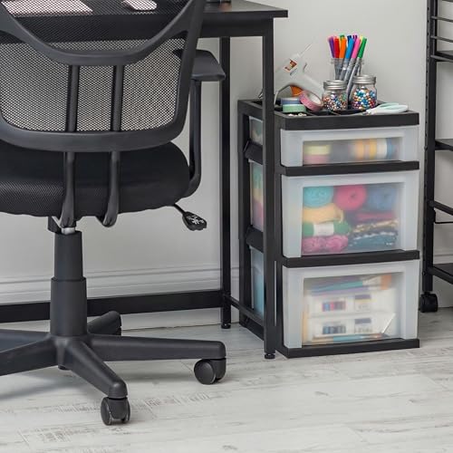 IRIS USA 3-Drawer Storage Cart, Black/Pearl - color: Black, size: 3 Drawer