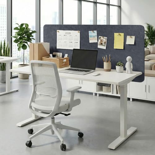 Felt Desk Divider, Clamp-On Privacy Panel, 24 x 48 Inch, Dark Gray - color: Dark Gray, size: 24×48 in