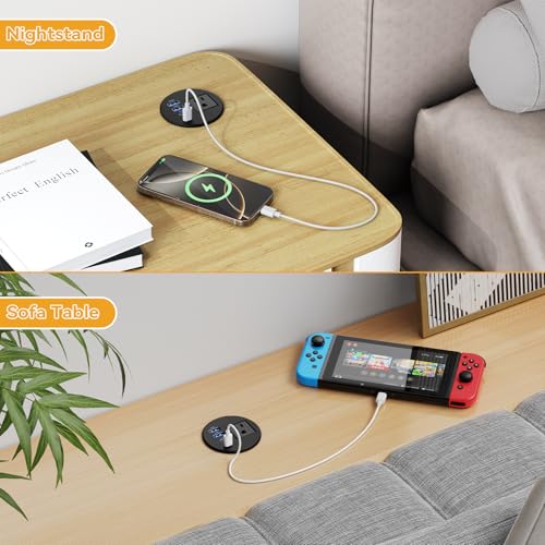 2-1/2" Desk Power Grommet, PD 20W USB-C, 2 AC Outlets - size: 2-1/2" Hole