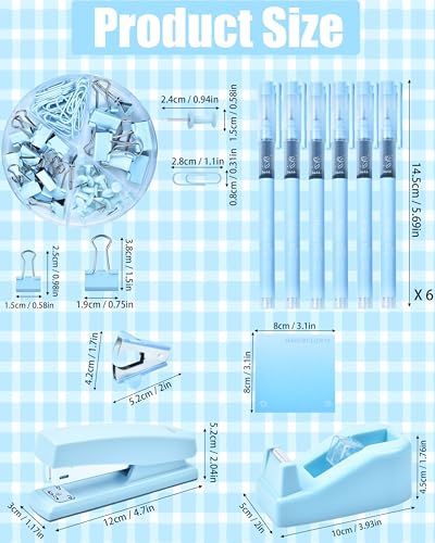 Blue Desk Accessories, 20Pc Office Supplies and 360°Pen Holder Desk Organizers, with Tape Dispenser, Stapler, Staple Remover, Ect, Let the Color Blue Fill Your Desktop - color: Blue