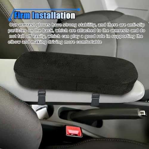 2PCS Car Seat Armrest Covers, Soft & Comfortable Office Chair Arm Pad, Anti-Scratch Car Armrest Cushion, Universal Car Armrest Pillow Protector Cover for Most Cars (Black) - color: Black