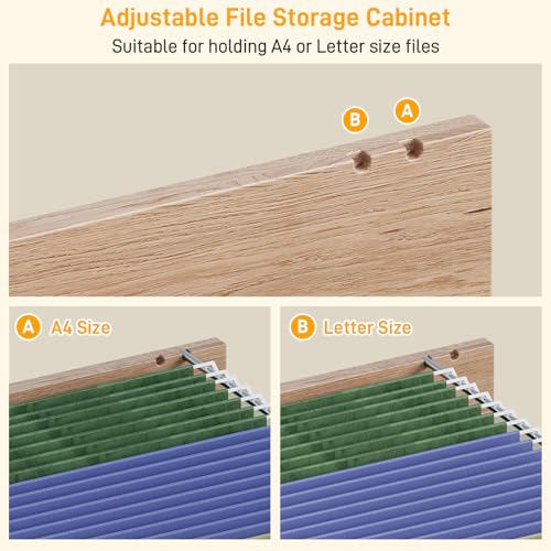 Vabches Fluted Computer Desk with Drawers, Home Office Desk with Power Outlets, Printer Stand and Storage Cabinet, Study Writing Desks with Long Monitor Stand, Oak - color: Oak