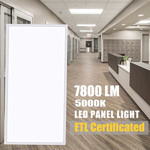 2x4 LED Flat Panel Light 4 Pack,7800LM Drop Ceiling Light Office Light Fixture 0-10V Dimmable 5000K Recessed Drop Ceiling Troffer Light for Shop Commercial Classroom Gym ETL Listed