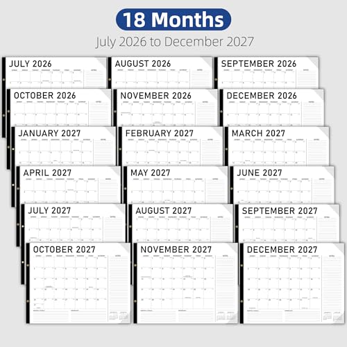 Tcamp Desk Calendar 2026-2027 Large 22 x 17 Inches - color: Black+White, size: 22"x17"(Jul 2026-Dec 2027)