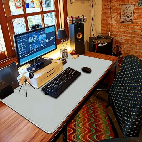 Large Extended Gaming Mouse Pad with Stitched Edges 47.3 X 23.6 in - color: Grey, size: 47.3L x 23.6W inches