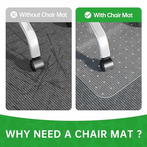 100pointONE Office Chair Mat for Carpet, 30" x 48" Clear Desk Chair Mat for Low Pile Carpeted Floors- Easy Glide Plastic Floor Mat for Office Chair on Carpet - color: Low-pile Carpets, size: 30" x 48" Rectangular
