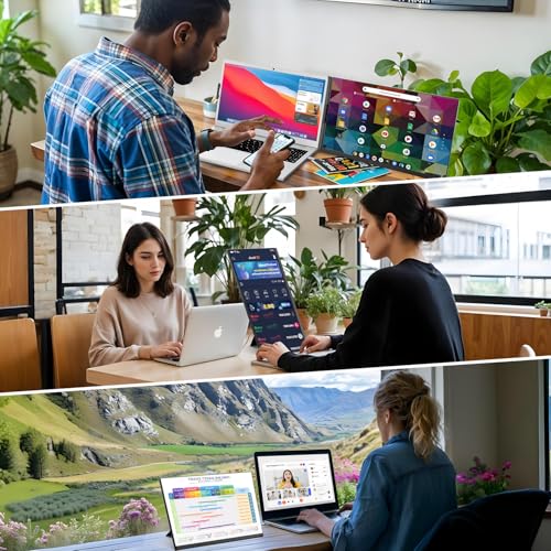 Teamgee 15.6" Laptop Screen Extender, Slim & Lightweight Portable Monitor for Laptop, Full HD IPS, 360° Rotating Stand, Detachable, USB-C Plug & Play, RGB Lighting, Thin Bezels - size: Screen 15.6
