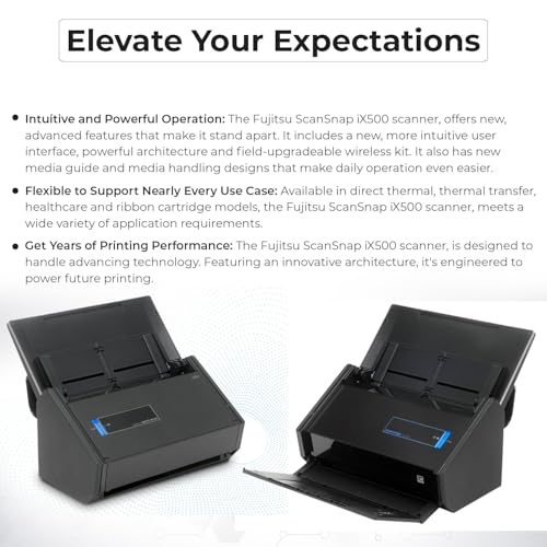 IX500 Scansnap Receipt Scanner - 1 Year Warranty, USB High Speed Cloud Enabled Document & Photo Scanner for Mac & PC - ADF with Duplex Scanning w/ 16V, USB 3.0 Cable, Cloth (Renewed)