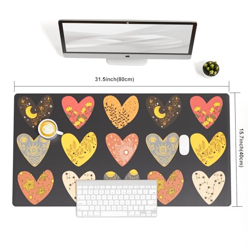 Colorful Star Magic Heart Large PU Leather Mouse Pad, 31.5" x 15.7" - color: Magic Heart, size: 31.5" x 15.7"