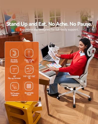 SIHOO B100 Mesh Office Chair, Comfy Ergonomic Office Chair | Mesh Office Chair with Adaptive Lumbar Support, Desk Chair with Wide Headrest, 300 LBS Grey - color: Light Grey, size: Pack of 1